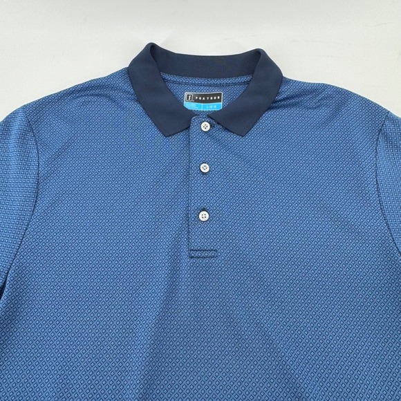 PGA TOUR Mens Casual Blue Geometric Print Short Sleeve Golf Polo Shirt Size L - Picture 3 of 9